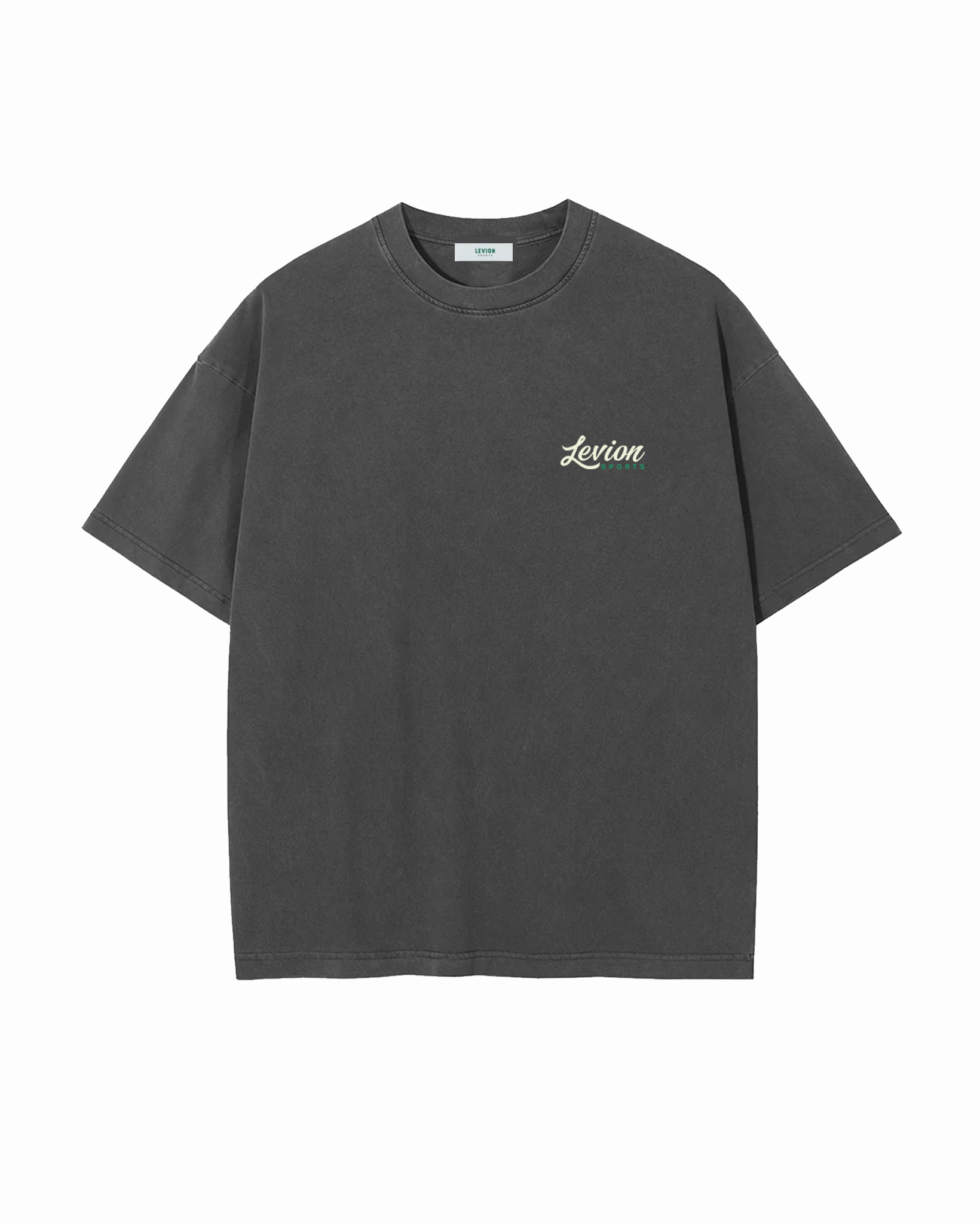 Cursive Logo Oversized Heavyweight Washed Black Tee – Levion