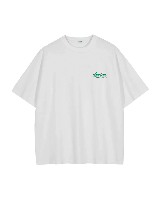 Cursive Logo Oversized Heavyweight White Tee