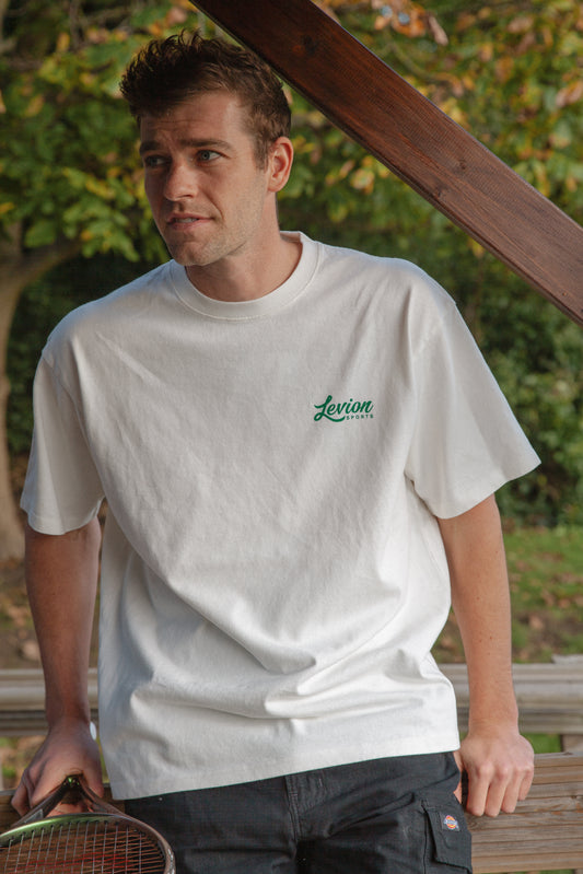 Cursive Logo Oversized Heavyweight White Tee
