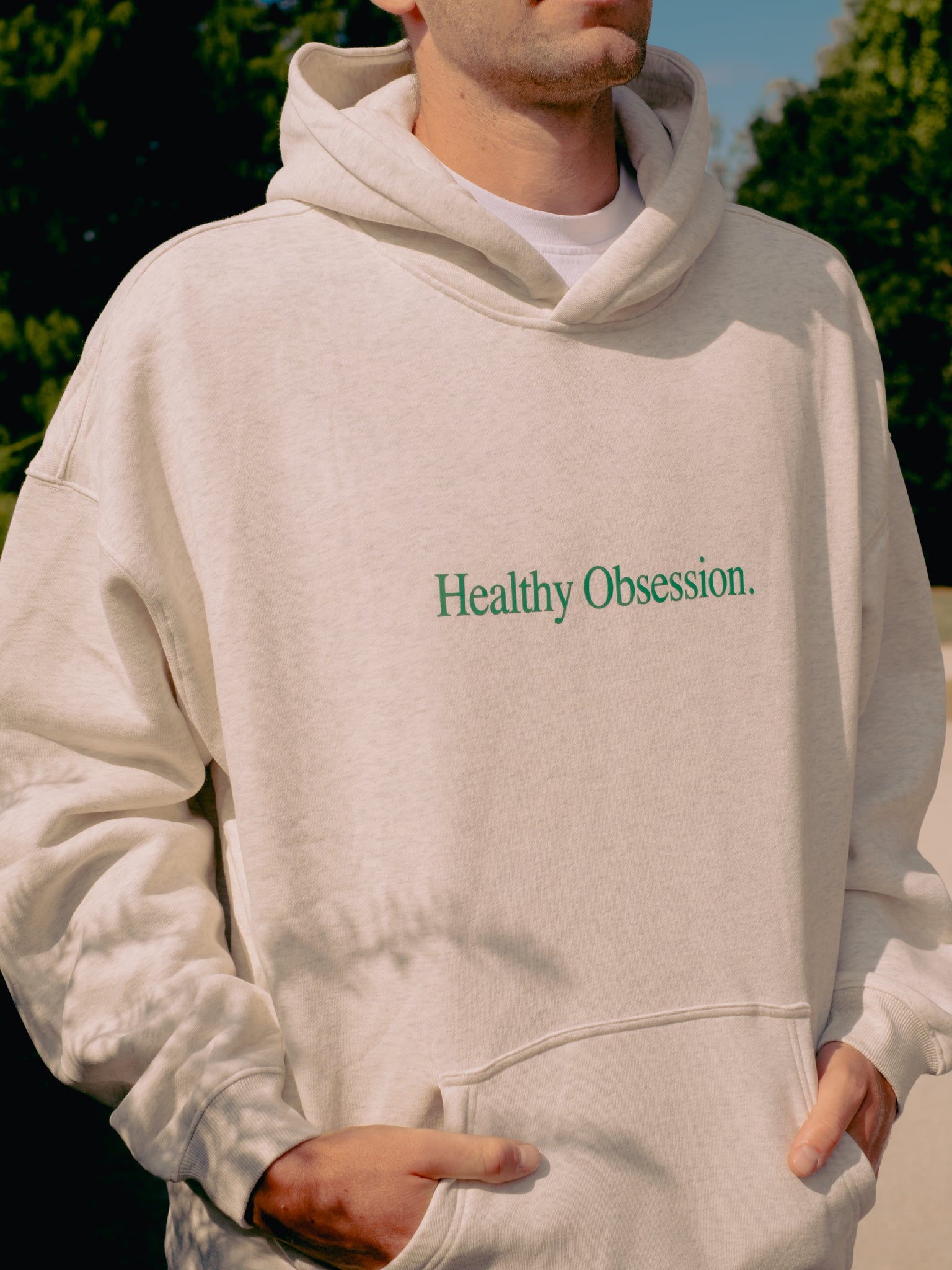 Healthy Obsession Hoodie Light Grey Marl